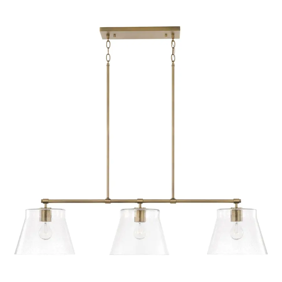 Versatile Linear Island Light with Warm Aged Brass Finish