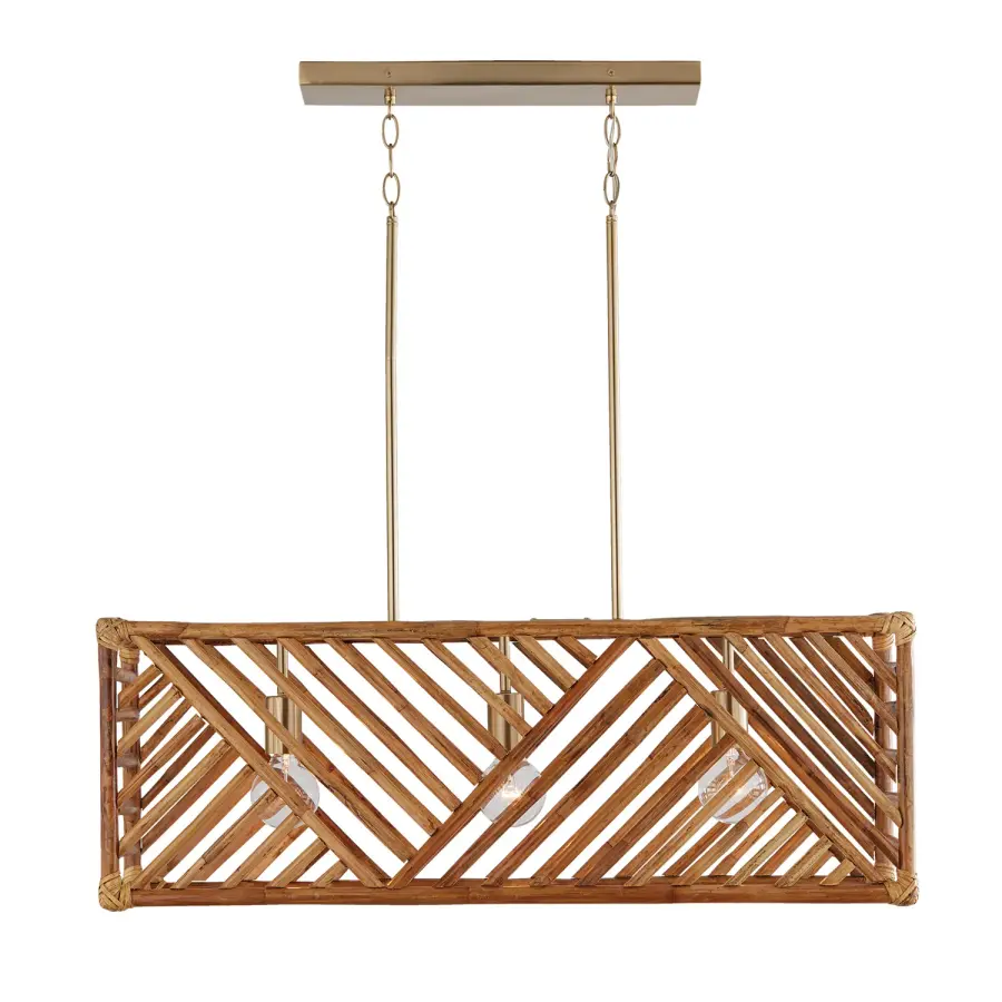 Elegant Linear Island Pendant with Warm Brass Finish