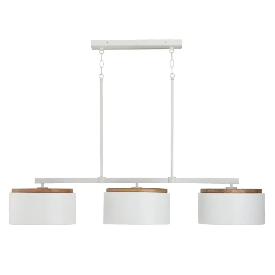 Liam 3-Light Island Pendant in Light Wood and White