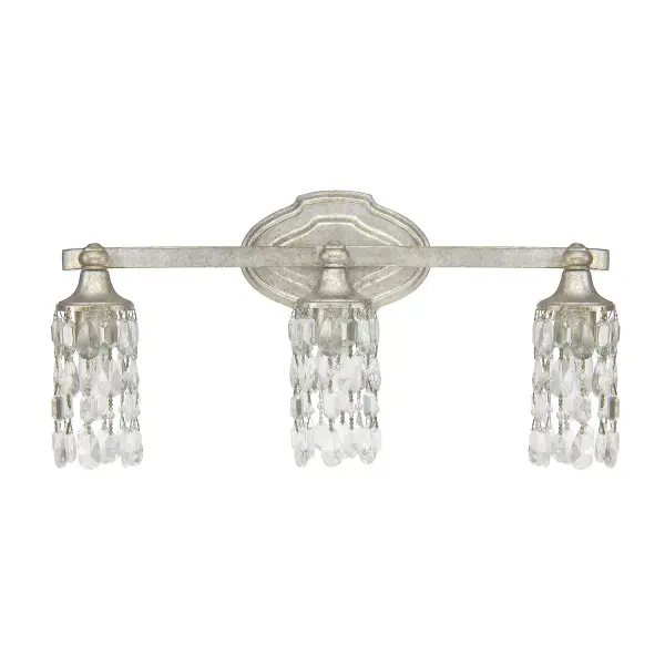 The Blakely vanity light combines transitional styling with an antique silver finish, providing balanced illumination across 20.5 inches. Ideal for medium-sized vanities and powder rooms seeking refined elegance.