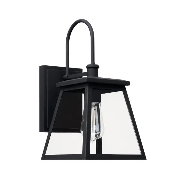 The Belmore outdoor wall lantern combines traditional styling with modern durability. Its compact 7.5" width and classic black finish make it ideal for entryways, porches, and patios seeking elegant illumination.