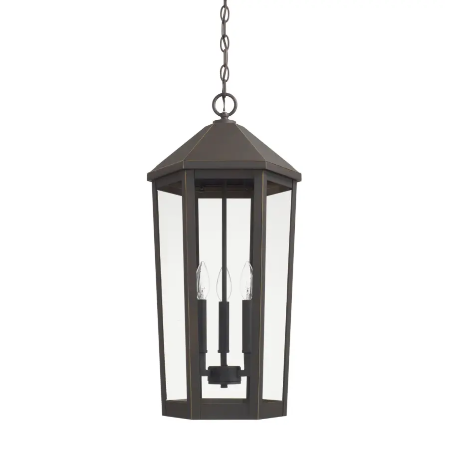 Ellsworth 3-Light Outdoor Hanging Lantern in Oiled Bronze