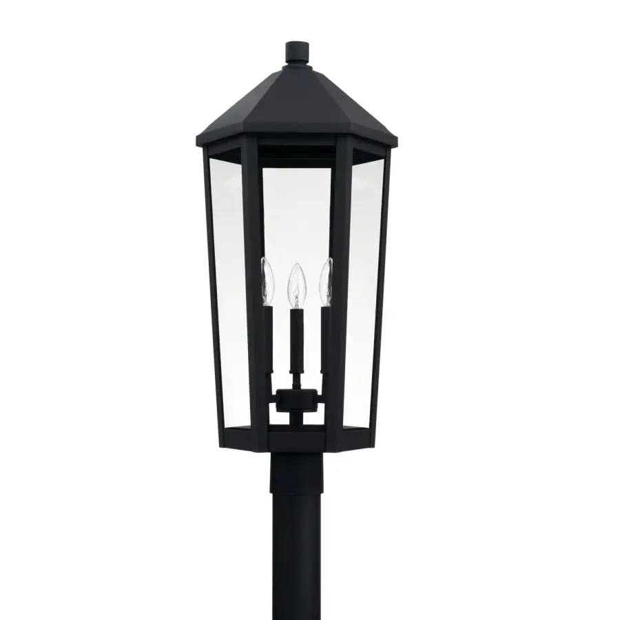 Ellsworth 3-Light Outdoor Post Lantern in Black