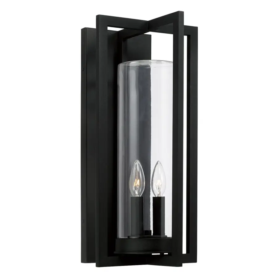 Kent 2-Light Outdoor Wall Lantern in Black