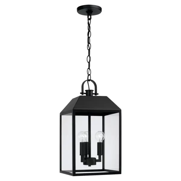 The Nelson 3-Light Outdoor Hanging Lantern combines traditional lantern styling with durable black finish, perfect for porches, patios, and entryways. Its compact 9.5-inch width makes it ideal for smaller outdoor areas.