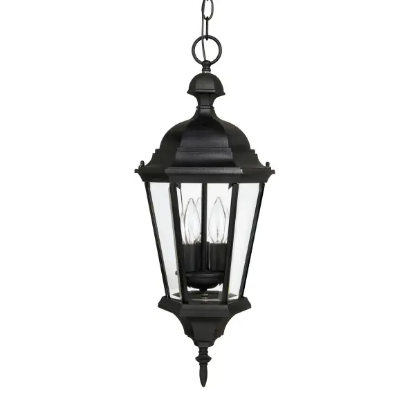 This 3-light outdoor hanging lantern brings traditional charm to covered porches and entryways. The black finish and compact 9.5-inch width make it ideal for smaller outdoor spaces while providing ample illumination.