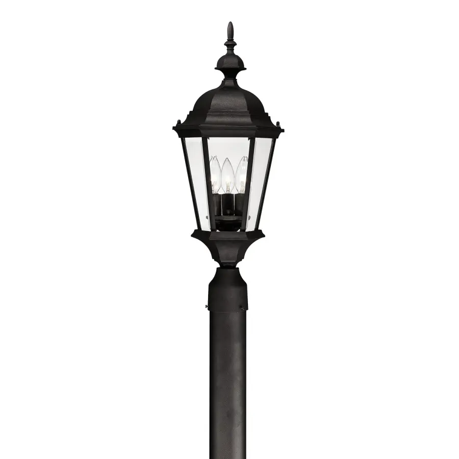 Carriage House 3-Light Outdoor Post Lantern in Black