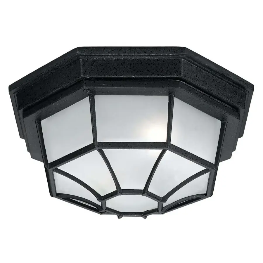 2-Light Outdoor Flush Mount in Black