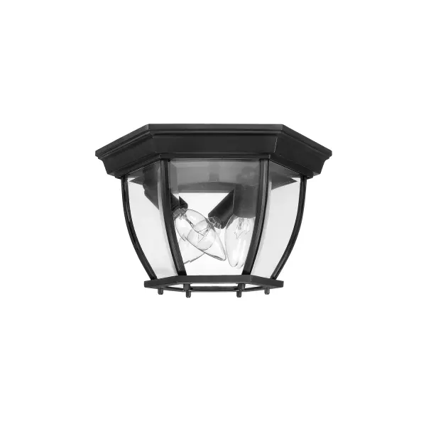 3-Light Outdoor Flush Mount in Black