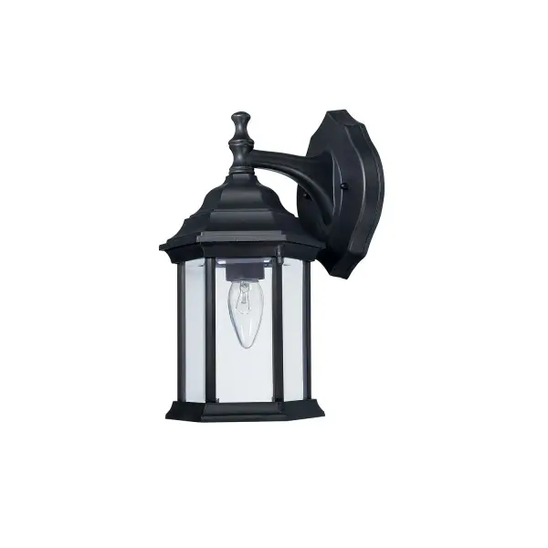 This compact outdoor wall lantern delivers traditional styling in a durable black finish. At 12.25" tall with a modest 8" extension, it's ideal for flanking doorways or illuminating walkways without overwhelming smaller spaces.