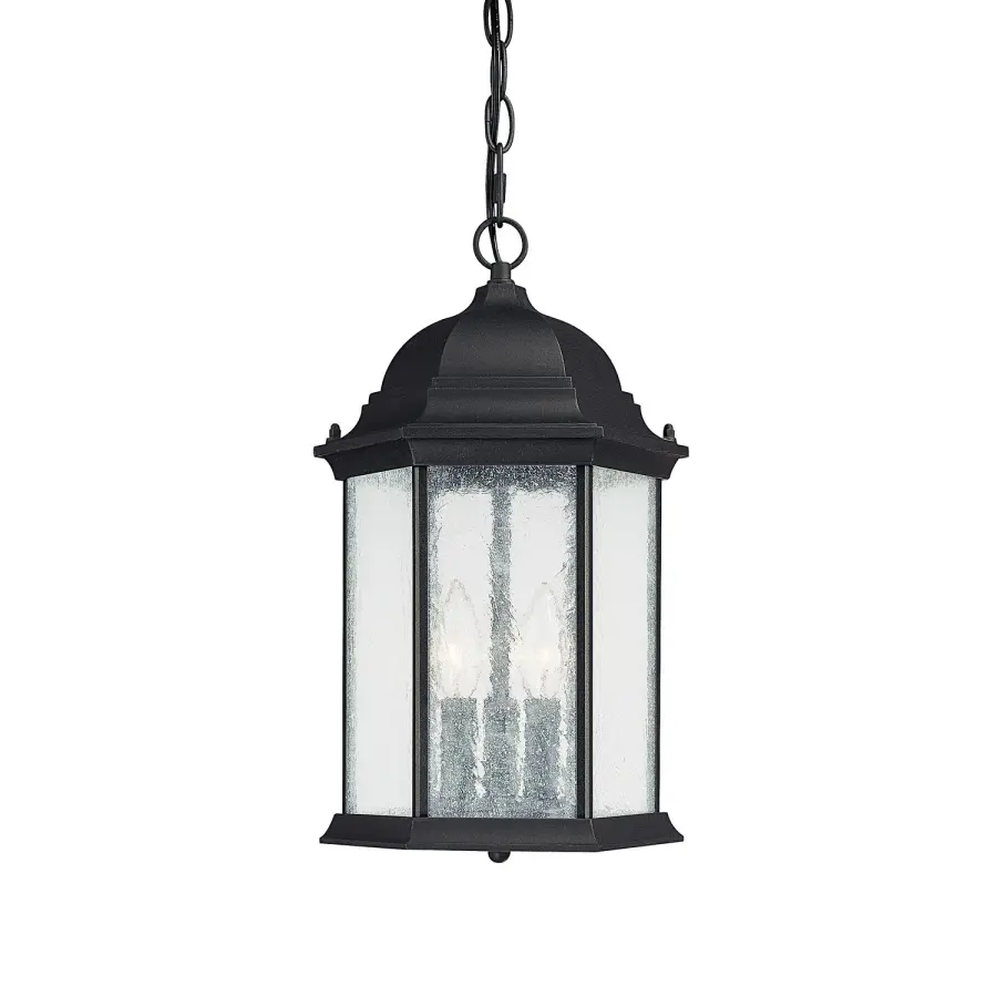 Main Street 3-Light Outdoor Hanging Lantern in Black