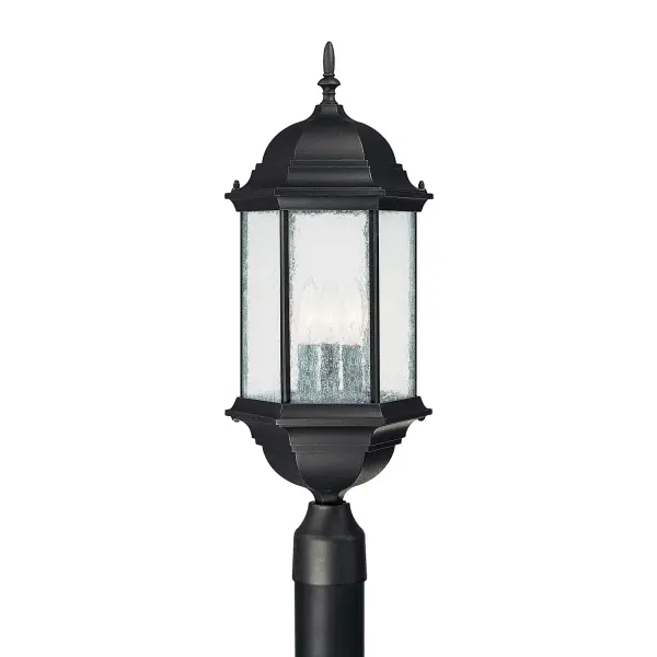 The Main Street 3-Light Post Lantern combines traditional design with durable outdoor construction. Its 24-inch height and classic black finish make it ideal for illuminating pathways, driveways, and entryways with welcoming charm.