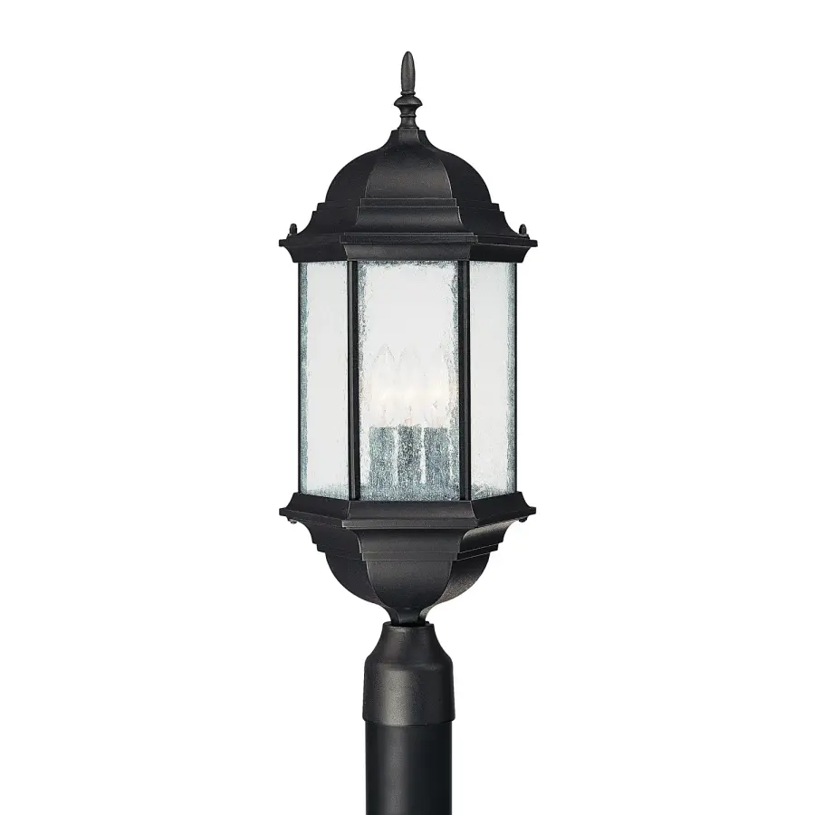 Main Street 3-Light Outdoor Post Lantern in Black