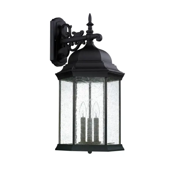 Main Street 3-Light Outdoor Wall Lantern in Black