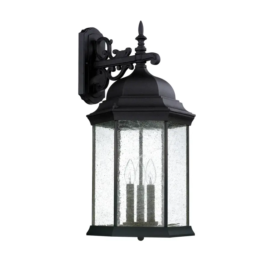 Main Street 3-Light Outdoor Wall Lantern in Black