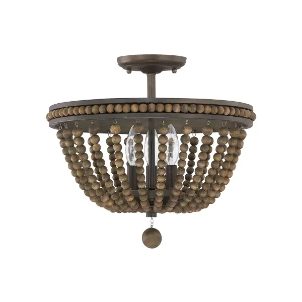 Handley 3-Light Wood Bead Semi-Flush Mount