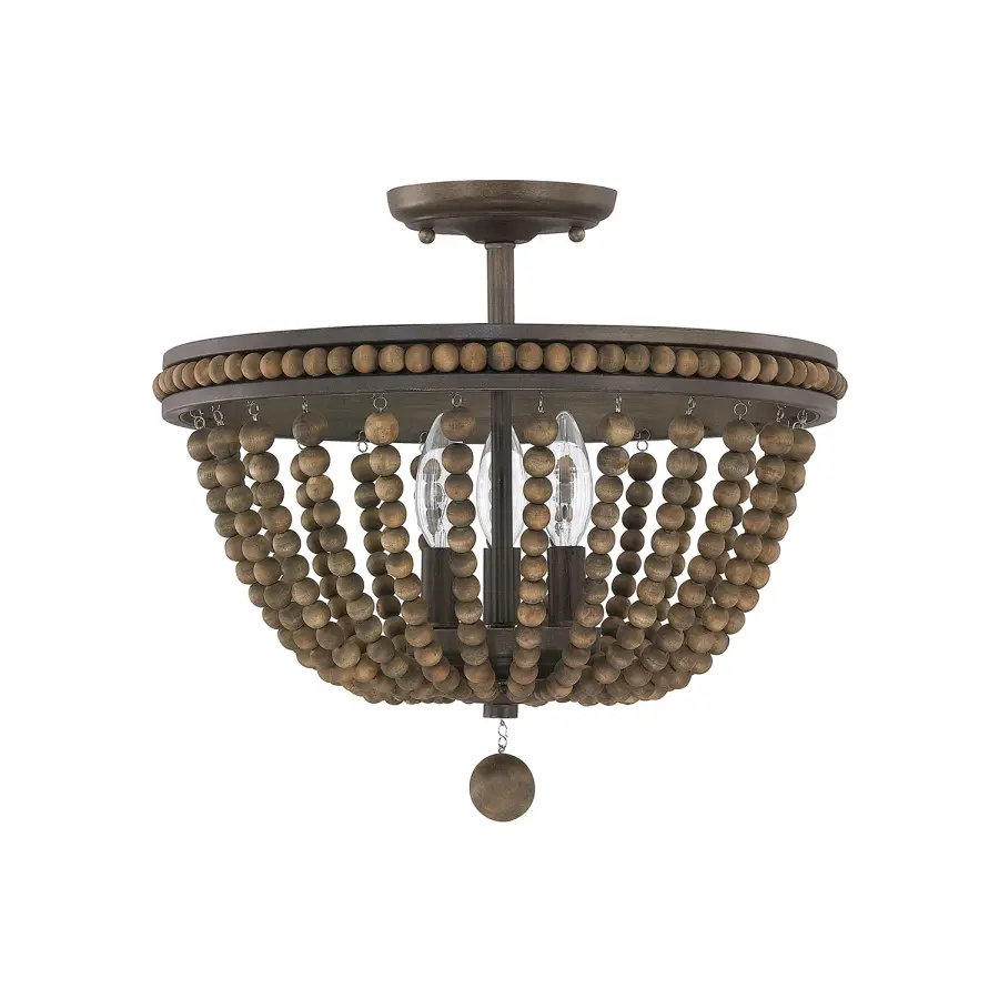 Handley 3-Light Wood Bead Semi-Flush Mount