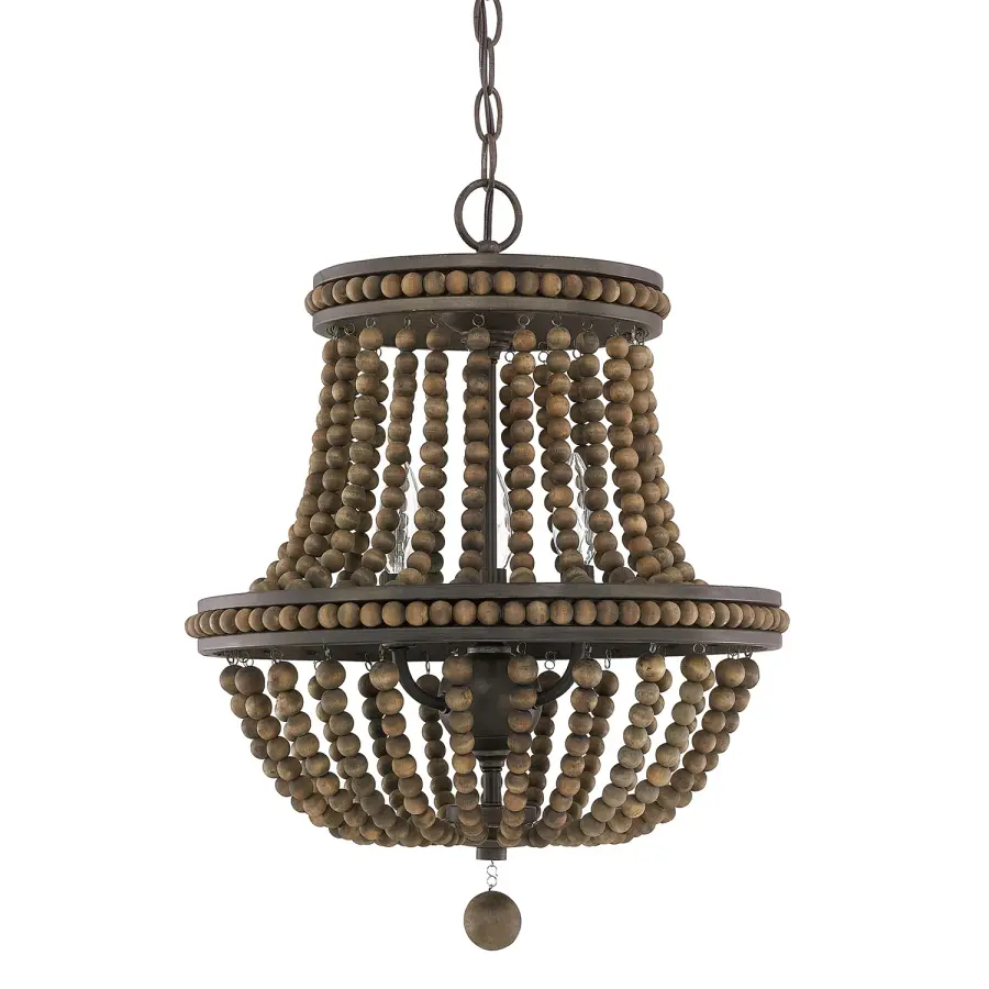 Handley 3-Light Wood Bead Chandelier