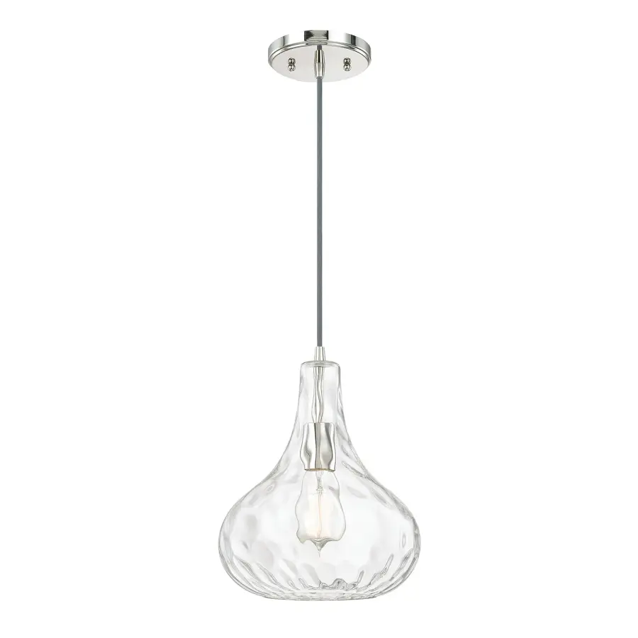 River 1-Light Organic Glass Pendant in Polished Nickel