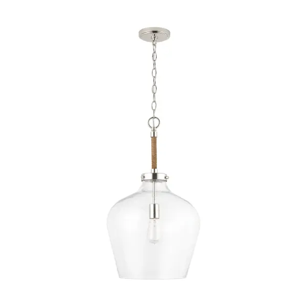 The Boland pendant delivers refined style in a compact 14-inch profile. Its polished nickel finish adds sophisticated shine to kitchens, powder rooms, and hallways without overwhelming smaller spaces.