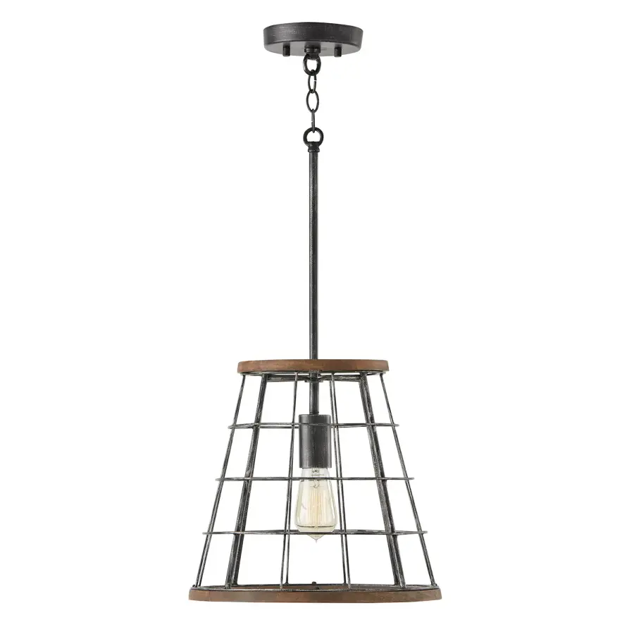 Bracken 1-Light Pendant in Zinc and Wood