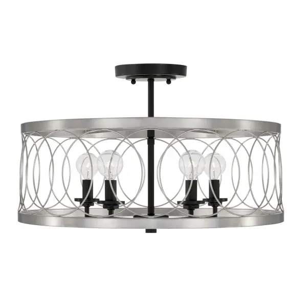 The Madeline semi-flush mount combines transitional elegance with modern simplicity. Its 20-inch width and Black Tie finish make it versatile for bedrooms, hallways, and offices where ceiling clearance is limited.
