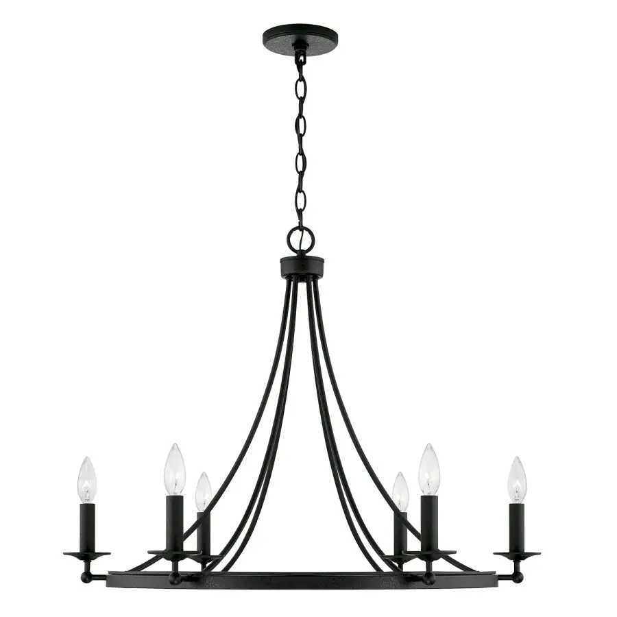 Tempe 6-Light Chandelier in Black Iron