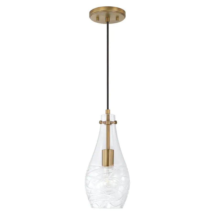 Kier 1-Light Pendant in Aged Brass