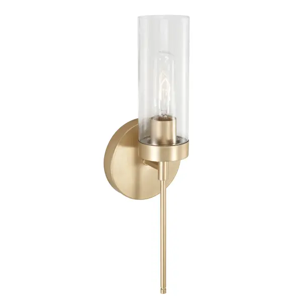 The Riley sconce delivers refined style in a compact 5-inch profile, perfect for smaller spaces. Its soft gold finish adds warmth and sophistication to bathrooms, hallways, and powder rooms without overwhelming the space.