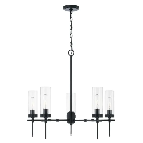Riley 5-Light Chandelier in Matte Black