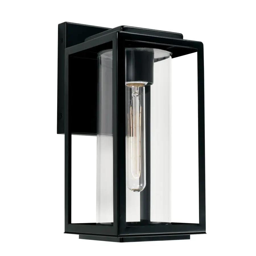 Kessler 1-Light Outdoor Wall Lantern in Matte Black