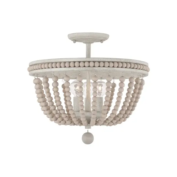 Handley 3-Light Beaded Semi-Flush in Sand Dollar