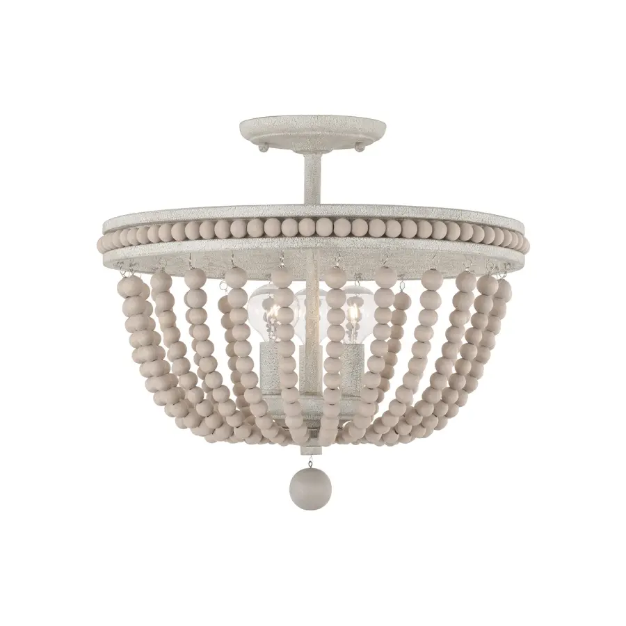 Handley 3-Light Beaded Semi-Flush in Sand Dollar