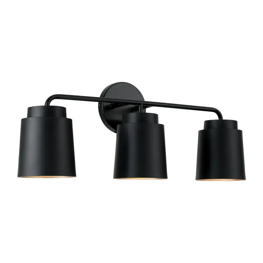 Modern 3-Light Vanity with Bold Matte Black Finish
