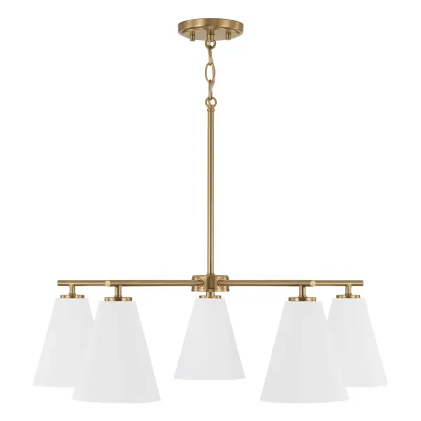 Sleek 5-Light Chandelier Blends Brass Warmth with Modern Simplicity
