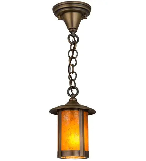Handcrafted from Solid Brass for alluring rustic beauty. This stunning Craftsman Signature lantern features an Amber Mica lens enhanced with an Antique Brass finish. Display this mini pendant in groups above bars; dining tables; and islands to illuminate timber homes; modern farmhouses; and other spaces. The overall height ranges from 15 to 20 inches; as the chain can be easily adjusted on location to meet your lighting requirements. The Fulton Prime Mini Pendant is included in our American-made; American-designed; handcrafted Craftsman Signature Series; manufactured in Yorkville; New York. UL and cUL are listed for dry; damp; and wet locations. Our Build Your Own Craftsman Signature Series features unlimited combinations of styles. The collection is called Build Your Own because it is fully configurable and customizable from size and design to finish and lens color. Marine grade; solid brass; or copper raw materials are utilized to ensure items from the Craftsman Signature Series of outdoor and indoor lighting will stand the test of time; as these premium metals are impervious to most types of oxidation. Hand-applied Patina finishes on brass and copper are sealed with a clear varnish and over time; may require gentle maintenance; such as wax; to delay or reverse the natural living finish attributes indicative of this finishing process. Patina finishes on brass and copper provide strong resistance to fading from sun exposure; will not chip or crack; and will not rust like a steel-framed item in the same conditions. Choose from many style options; or send us your concept today! Call today to learn how to use the configuration tool available on our website for an instant item number! - alternate view