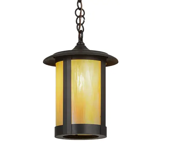 Handcrafted from Solid Brass with stunning rustic beauty. This handsome Craftsman Signature lantern features a Beige art glass diffuser that is enhanced with a Craftsman Brown finish. The cylindrical formed fixture is perfect for both indoor and outdoor applications. Overall height ranges from 20 to 26 inches as the chain can be easily adjusted in the field to meet your application needs. Custom configured in our 180;000 sq ft manufacturing facility in Yorkville; NY at the foothills of the Adirondack Mountains. This Build Your Own lighting series offers fully configurable combinations of lantern styles; functions; fixture sizes and metal finishes. UL and cUL listed for dry; damp and wet locations.