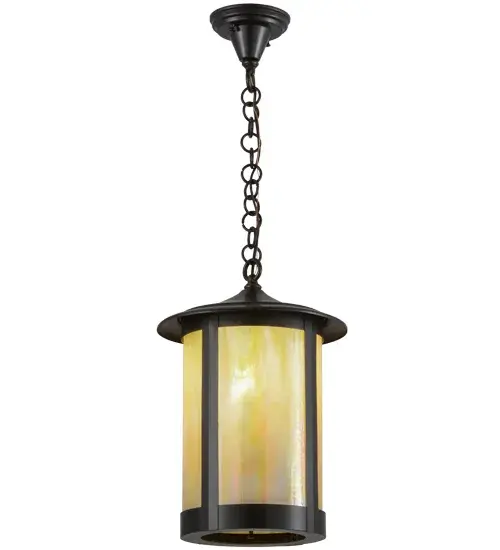 Handcrafted from Solid Brass with alluring rustic beauty. This stunning Craftsman Signature lantern features a Beige Iridescent Glass lens enhanced with a Craftsman Brown finish. Display this pendant above tables and islands to illuminate the interiors of timber homes; modern farmhouses; and other spaces. The overall height ranges from 24 to 29 inches; as the chain can be easily adjusted on location to meet your lighting requirements. The Fulton Prime Pendant is included in our American-made; American-designed; handcrafted Craftsman Signature Series; manufactured in Yorkville; New York. UL and cUL are listed for dry and damp locations. Our Build Your Own Craftsman Signature Series features unlimited combinations of styles. The collection is called Build Your Own because it is fully configurable and customizable from size and design to finish and lens color. Marine grade; solid brass; or copper raw materials are utilized to ensure items from the Craftsman Signature Series of outdoor and indoor lighting will stand the test of time; as these premium metals are impervious to most types of oxidation. Hand-applied Patina finishes on brass and copper are sealed with a clear varnish and over time; may require gentle maintenance; such as wax; to delay or reverse the natural living finish attributes indicative of this finishing process. Patina finishes on brass and copper provide strong resistance to fading from sun exposure; will not chip or crack; and will not rust like a steel-framed item in the same conditions. Choose from many style options; or send us your concept today! Call today to learn how to use the configuration tool available on our website for an instant item number!