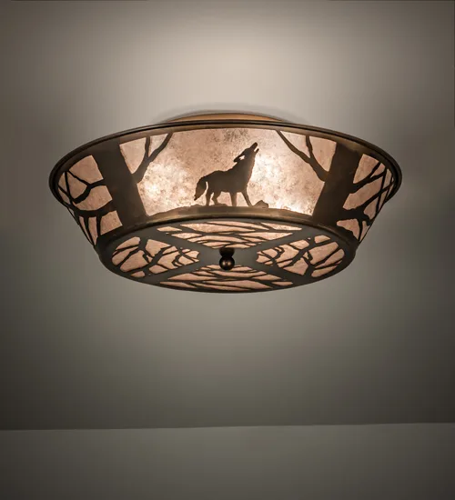 22" Wide Wolf on the Loose Flush Mount
