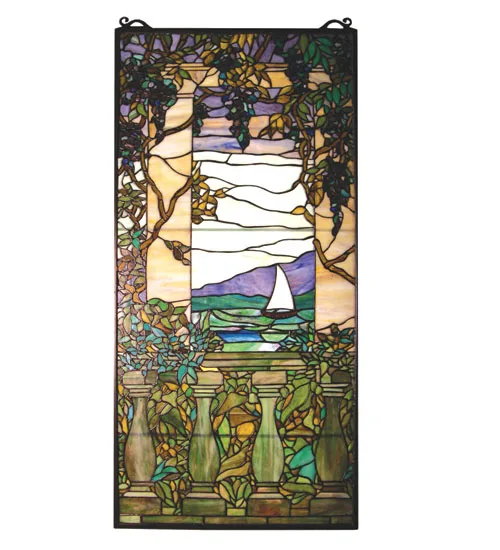 19"W X 40"H Tiffany Wisteria Left Column Stained Glass Window