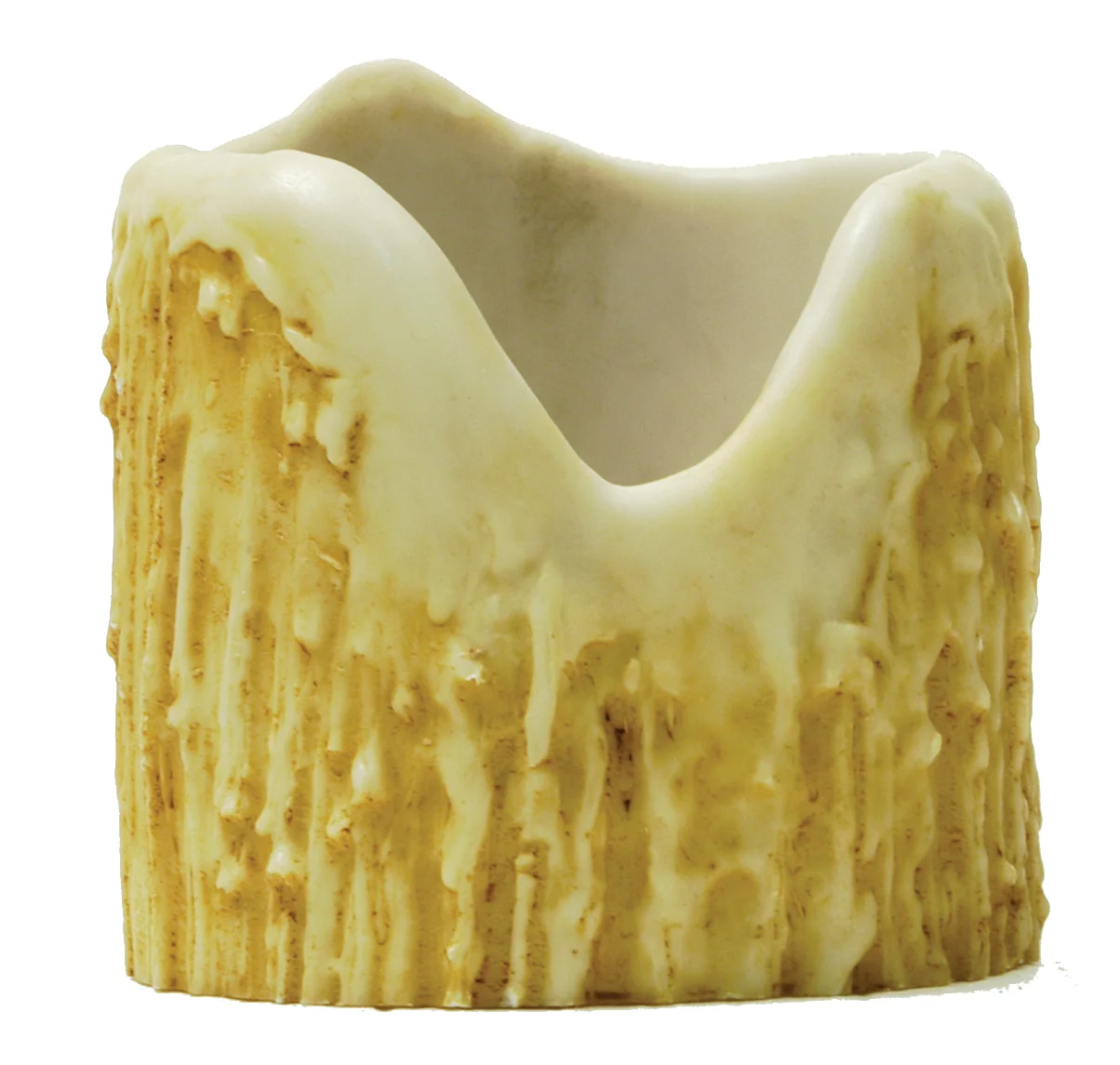 4"W X 4"H Poly Resin Ivory Uneven Top Candle Cover