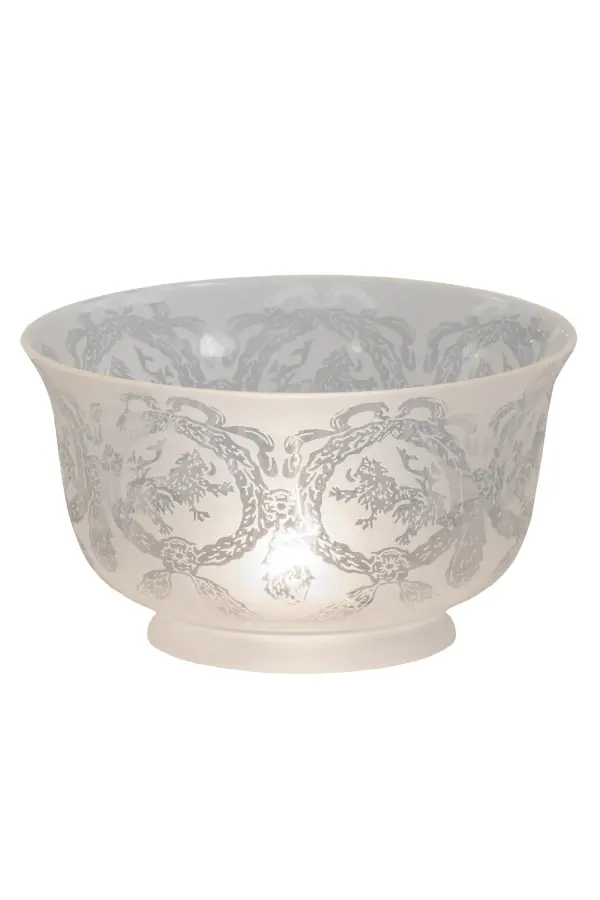 Step back in time with a traditional glass; fit; and finish. Reminiscent of lighting fixtures from the early 1900s. The Revival Wreath & Garland Shade features a Clear and Frosted Glass shade offering an authentic historic look to complement any room or space. It pairs well with hardware to create a beautiful ceiling fixture. Ideal for old homes from Belmont; North Carolina; to Indianapolis; Indiana; to Lawrence; Kansas. This shade pairs well with hardware to create a beautiful ceiling fixture or wall sconce. The Revival Wreath & Garland Shade is included in our American-designed; handcrafted Revival Lighting Collection.