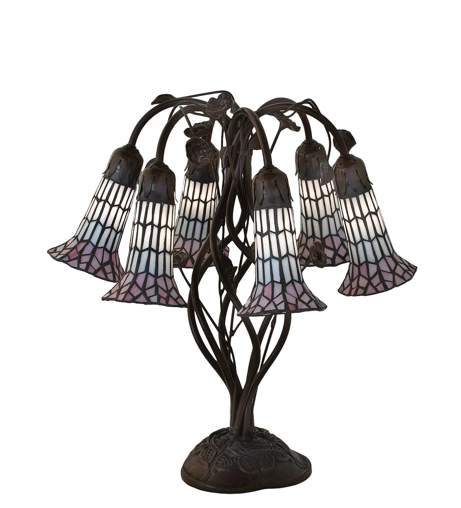 19" High Stained Glass Pond Lily 6 Light Table Lamp