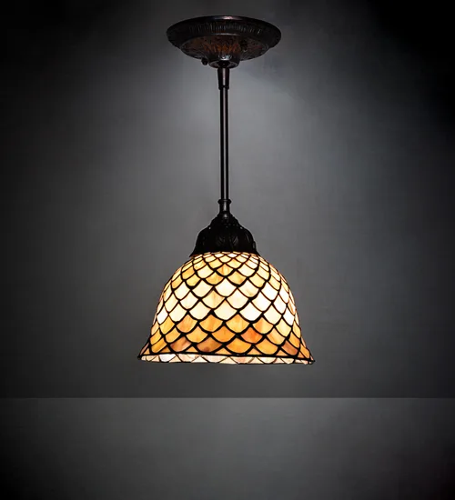 8" Wide Tiffany Fishscale Mini Pendant