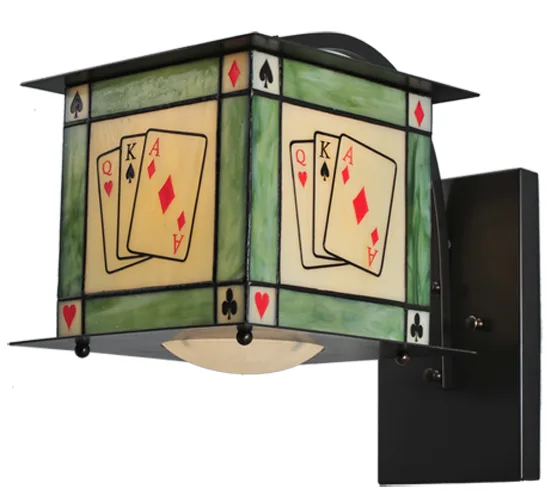 10" Wide Poker Face Curved Arm Wall Sconce