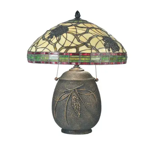 20"H Burgundy Pinecone Table Lamp - Image 2