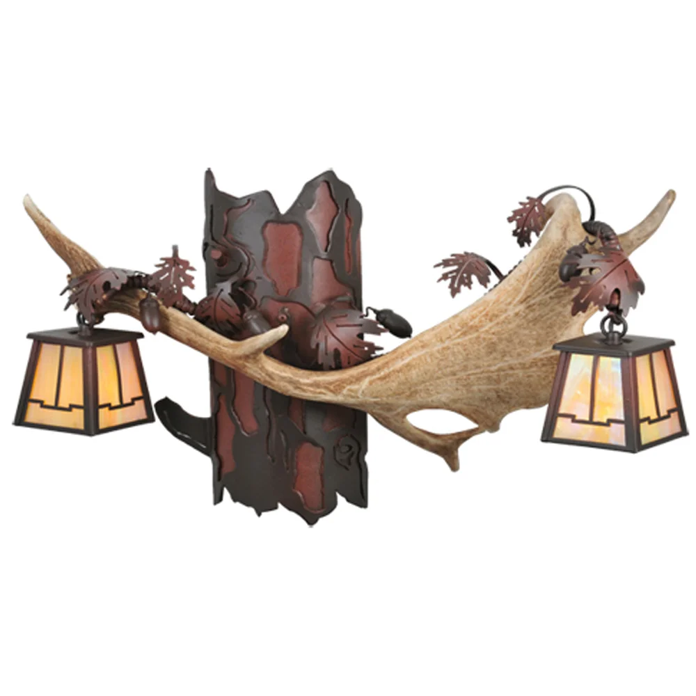 23.5" Wide Antlers Fallow Deer 2 Light Wall Sconce