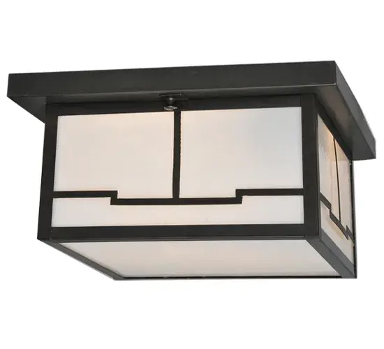 Handcrafted of Solid Brass for indoor and outdoor lighting applications. An abstract view of a valley design comes to light with this Craftsman Signature styled flushmount. This striking luminaire features White Art Glass which is complemented with a Craftsman Brown finish. This flushmount is Domestically Produced in our 180;000 square foot manufacturing facility in Yorkville; New York. Our Build Your Own lighting series offers fully configurable combinations of lantern styles; functions; fixture sizes and metal finishes. UL and cUL listed for dry; damp and wet locations.
