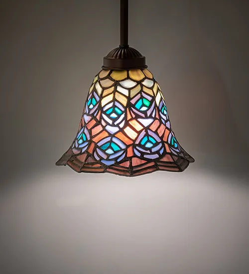 8" Wide Tiffany Peacock Feather Mini Pendant