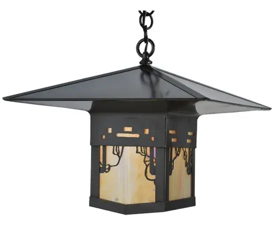 This Customizable Seneca Pendant features a Victorian Web design in a Craftsman Brown finish that enhances the diffuser created with stunning Beige Iridescent glass. The lantern offers an overall height ranging from 18 to 77 inches; as the chain length can be easily adjusted in the field to accommodate your specific lighting application needs. The Seneca Victorian Web Pendant is included in our American-made; American-designed; handmade Craftsman Signature Collection and manufactured in Yorkville; New York. UL & cUL listed for dry and damp locations.